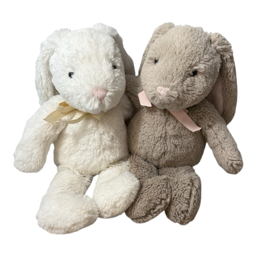 Pottery Barn Kids set of 2 Bunnies Gray and White - Picture 6 of 6